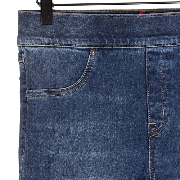 Spanx Jean Ish Leggings Medium High Rise Raw Hem Pull On Pant Ankle Shaping - Picture 3 of 10